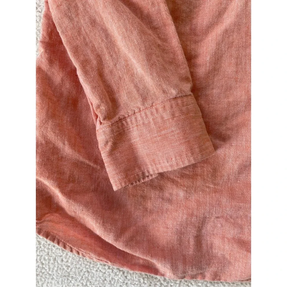 Banana Republic Mens Extra Large Button Down Shirt Coral Linen Cotton Blend